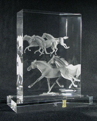 Kristallblock "Pferde" 